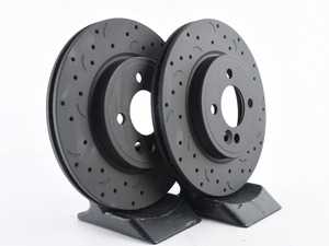 ES#3571237 - HTC4865 - Talon Front Cross Drilled & Slotted Brake Rotors - Pair 10.86" (276x22) - Upgrade to a slotted / cross-drilled rotor for improved braking - Hawk - MINI