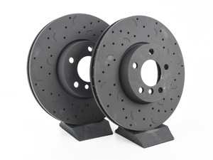 ES#3571236 - HTC4864 - Front Talon Cross Drilled & Slotted Brake Rotors - Pair (332x30) - Upgrade to a slotted / cross-drilled rotor for improved braking - Hawk - BMW