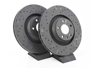 ES#3571224 - HTC4843 - Front Talon Cross Drilled & Slotted Brake Rotors - Pair (347x30) - An all new cross drilled and slotted upgrade for your vehicle - Offering performance, durability, and quality in one package! - Hawk - Audi