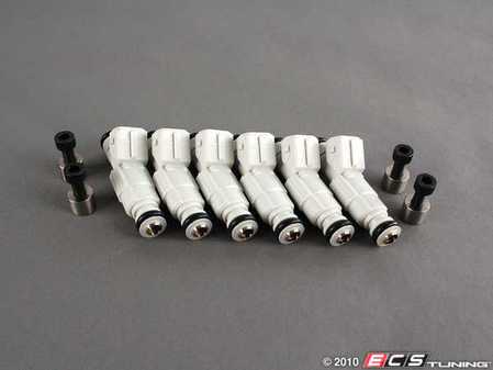 ES#5071 - FI36-6-KIT - 360cc Injectors & Fuel Rail Spacer Kit - Includes 6 injectors with billet spacers & hardware for installation - Assembled By ECS - Audi