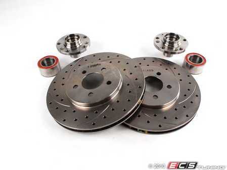ES#1047 - ESR4-5FS2 - Complete 4 To 5 Lug Conversion Kit - Front - (NO LONGER AVAILABLE) - Includes custom built hubs, wheel bearings, & special 5 lug cross-drilled and slotted rotors - Euro spec - 