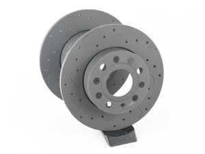 ES#3571113 - HTC4538 - Talon Rear Cross Drilled & Slotted Brake Rotors - Pair (260x12) - Upgrade to a slotted / cross-drilled rotor for improved braking - Hawk - Audi Volkswagen