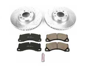 ES#3990062 - K6042 - Power Stop Z23 Evolution Sport Front Brake Kit (360mm) - A performance front-wheel brake upgrade featuring drilled & slotted rotors and low-dust carbon-fiber ceramic pads. - Power Stop - Volkswagen Porsche