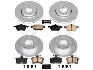 ES#3989035 - CRK5752 - Power Stop Z23 Evolution Sport Coated Front Brake Kit (320mm) - A premium front axle upgrade package featuring high-carbon smooth Geomet coated performance rotors, low-dust carbon-fiber ceramic pads, and an integrated electronic wear sensor. - Power Stop - Audi