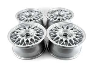 ES#2730450 - 36112225540KT - 14" Style 5 Cross Spoke Wheel - Square Set Of 4 - (NO LONGER AVAILABLE) - 14x6.5 ET30 57.1mm CB, 4x100 bolt pattern - includes center caps. Commonly referred to as "Basketweaves". - Genuine BMW - 