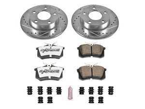 ES#3990021 - K585-26 - Power Stop Z26 Street Warrior Rear Brake Kit (244mm) - A high-performance rear axle upgrade featuring drilled & slotted rotors and extreme-temperature carbon-fiber ceramic pads. - Power Stop - Volkswagen