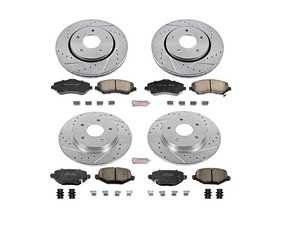 ES#3157678 - K6563 - Power Stop Z23 Evolution Sport Front & Rear Brake Kit (302mm/305mm)   - A direct-fit upgrade with drilled & slotted zinc-plated rotors and low-dust carbon-fiber ceramic pads. - Power Stop - Volkswagen