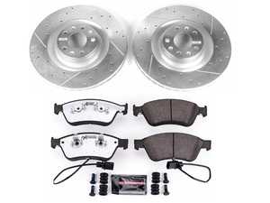 ES#3989920 - K4570-26 - Power Stop Z26 Street Warrior Front Brake Kit (360mm) - A complete performance front brake upgrade featuring drilled & slotted rotors and high-performance carbon-fiber ceramic pads. - Power Stop - Audi Volkswagen