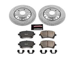 ES#3988931 - CRK4562 - Power Stop Z23 Evolution Sport Coated Rear Brake Kit (310mm) - A complete rear-wheel daily-driver upgrade featuring high-carbon smooth Geomet coated rotors and low-dust carbon-fiber ceramic pads. - Power Stop - Audi Volkswagen