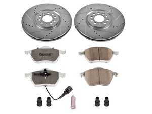 ES#3990465 - K914-26 - Power Stop Z26 Extreme Street Warrior Front Brake Kit (312mm) - A direct-fit upgrade with drilled & slotted zinc-plated rotors and extreme-performance carbon-fiber ceramic pads. - Power Stop - Audi Volkswagen