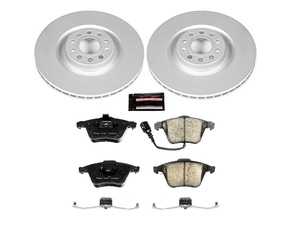 ES#3989002 - CRK5425 - Power Stop Z23 Evolution Sport Coated Front Brake Kit (345mm) - A premium front axle upgrade package featuring high-carbon smooth Geomet coated performance rotors and low-dust carbon-fiber ceramic pads. - Power Stop - Volkswagen