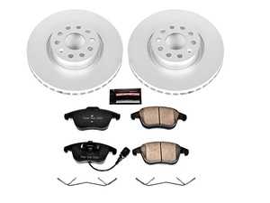 ES#3988855 - CRK2963 - Power Stop Z17 Evolution Coated Front Brake Kit (312mm) - A premium front axle refresh package featuring high-carbon smooth Geomet coated performance rotors and Z17 Clean Ride low-dust ceramic pads. - Power Stop - Audi Volkswagen