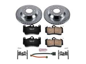 ES#3157184 - K5312 - Power Stop Z23 Evolution Sport Rear Brake Kit (330mm) - A performance rear axle upgrade featuring precision cross-drilled & slotted rotors, low-dust carbon-fiber ceramic pads, and replacement electronic wear sensors. - Power Stop - Audi Volkswagen Porsche