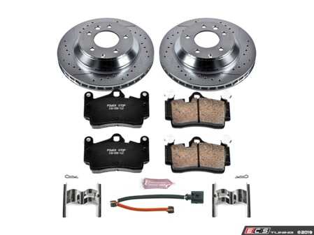ES#3157184 - K5312 - Power Stop Z23 Evolution Sport Rear Brake Kit (330mm) - A performance rear axle upgrade featuring precision cross-drilled & slotted rotors, low-dust carbon-fiber ceramic pads, and replacement electronic wear sensors. - Power Stop - Audi Volkswagen Porsche