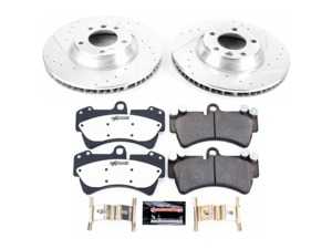 ES#3989915 - K4558-26 - Power Stop Z26 Street Warrior Front Brake Kit (350x34) - A complete performance front brake upgrade featuring drilled & slotted rotors and high-performance carbon-fiber ceramic pads. - Power Stop - Audi Volkswagen Porsche