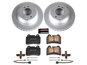 ES#3988953 - CRK4681 - Power Stop Z23 Evolution Sport Coated Rear Brake Kit (330mm) - A premium rear axle upgrade package featuring high-carbon smooth Geomet coated performance rotors, low-dust carbon-fiber ceramic pads, and integrated electronic wear sensors. - Power Stop - Volkswagen