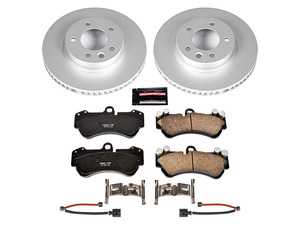 ES#3988929 - CRK4554 - Power Stop Z23 Evolution Sport Coated Front Brake Kit (330mm) - A premium front axle upgrade package featuring high-carbon smooth Geomet coated performance rotors, low-dust carbon-fiber ceramic pads, and integrated electronic wear sensors. - Power Stop - Volkswagen Porsche
