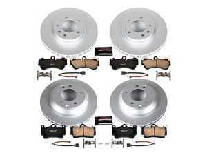 ES#3988912 - CRK4495 - Power Stop Z23 Evolution Sport Coated Front & Rear Brake Kit (330x32/330x28) - A premium 4-wheel upgrade package featuring high-carbon smooth Geomet coated performance rotors, low-dust carbon-fiber ceramic pads, and mechanical wear sensors. - Power Stop - Volkswagen Porsche