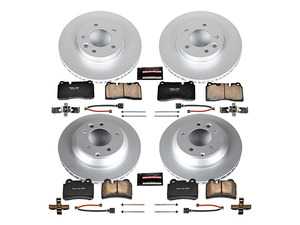 ES#3988901 - CRK4108 - Power Stop Z23 Evolution Sport Coated Front & Rear Brake Kit (330mm/330mm) - A premium 4-wheel upgrade package featuring high-carbon smooth Geomet coated performance rotors, low-dust carbon-fiber ceramic pads, and integrated electronic wear sensors. - Power Stop - Volkswagen