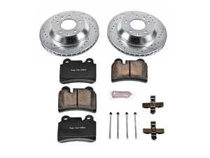ES#3157056 - K4681 - Power Stop Z23 Evolution Sport Rear Brake Kit (330mm) - A performance rear axle upgrade package featuring precision cross-drilled & slotted rotors, low-dust carbon-fiber ceramic pads, and integrated electronic wear sensors. - Power Stop - Volkswagen