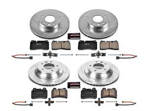 ES#3156902 - K4108 - Power Stop Z23 Evolution Sport Front & Rear Brake Kit (330mm/330mm) - A performance complete 4-wheel upgrade featuring precision cross-drilled & slotted rotors, low-dust carbon-fiber ceramic pads, and integrated electronic wear sensors. - Power Stop - Volkswagen