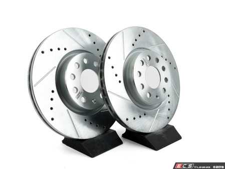 ES#3155373 - EBR898XPR - Front Cross-Drilled and Slotted Evolution Rotors - Pair (312x25) - Zinc coated performance rotors - Power Stop - Audi Volkswagen