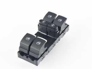ES#2785905 - 7P6959857BXSH - Chrome Window Switch - Left - Found in the driver's door for operation of front and rear windows with child locks - Genuine Volkswagen Audi - Volkswagen