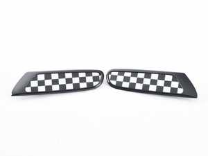 ES#3029617 - 51132410452 - Trim Cover Set With Pad - Checkered Black/White - These insert into the the side scuttle turn signal light as a decor upgrade - Genuine MINI - MINI