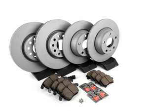 ES#2597460 - 1K0615301AAKT7 - Front & Rear Premuim Brake Service Kit - Featuring Zimmerman rotors and ECS DD23 ceramic pads. - Assembled By ECS - Audi