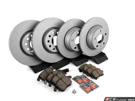 ES#2597460 - 1K0615301AAKT7 - Front & Rear Premuim Brake Service Kit - Featuring Zimmerman rotors and ECS DD23 ceramic pads. - Assembled By ECS - Audi