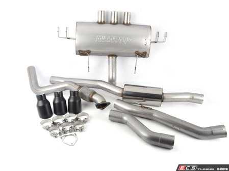 ES#3981232 - SSXHO248 - Cat-Back Exhaust System - Resonated  - 3" Stainless Cat-Back System - Part Resonated Road+ with 3 x Cerakote Black GT-100 Trims - Milltek Sport - Volkswagen