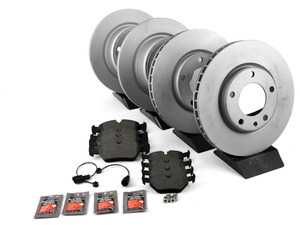 ES#3647770 - 34112226813KT - Front And Rear Brake Service Kit - Featuring Zimmermann coated rotors and Pagid brake pads - Assembled By ECS - BMW