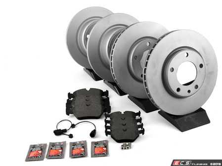 ES#3647770 - 34112226813KT - Front And Rear Brake Service Kit - Featuring Zimmermann coated rotors and Pagid brake pads - Assembled By ECS - BMW