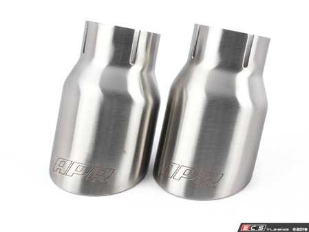 ES#3658973 - TPK0007 - Double-Walled Exhaust Tips - Brushed Silver - Pair of slash-cut double-walled 3.5 exhaust tips with 2.5" inlets - APR - Audi Volkswagen Porsche
