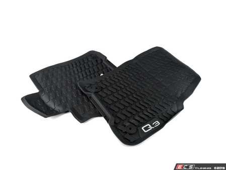 ES#3640873 - 83B061221041 - All-Weather Rubber Floor Mats - Front - Black with 'Q3' Logo - Extremely durable all weather mats to protect your carpet - Genuine Volkswagen Audi - Audi