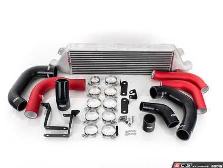 ES#4007053 - 023624ECS02-02KT - MK7 Front Mount Intercooler Kit - With Red ECS Charge Pipes - Bolt on up to +24 WHP / +18 WTQ and lower intercooler outlet temps by 80 F with our In-House Engineered FMIC Kit! - ECS - Volkswagen