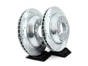 ES#3155005 - EBR1013XPR - Evolution Rear Cross-Drilled & Slotted Brake Rotors - Pair (330x28) - Zinc coated performance rotors - Power Stop - Audi Volkswagen Porsche
