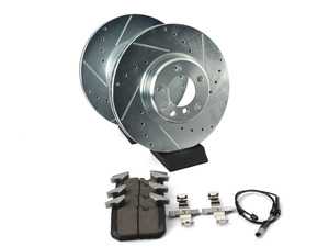 ES#3477781 - K6653-26 - Z26 Street Warrior Brake Kit - Front - Includes performance drilled and slotted rotors and Power Stop's Extreme Carbon-Fiber Ceramic pads. - Power Stop - BMW