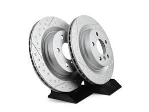 ES#3663651 - 34216864135KT - Rear Drilled / Slotted JCW Rotors - Pair 11.811" (300x20) - High performance rotors for stopping your MINI. - Genuine MINI - MINI