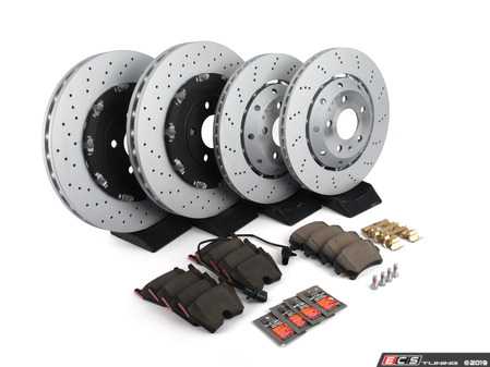 ES#2681153 - 8E0615301ABKT3 - Front & Rear Brake Service Kit - Featuring Brembo rotors and Brembo brake pads - Assembled By ECS - Audi