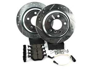 ES#3477723 - K3125-26 - Z26 Street Warrior Brake Kit - Rear - Includes performance drilled and slotted rotors and Power Stop's Extreme Carbon-Fiber Ceramic pads. - Power Stop - BMW