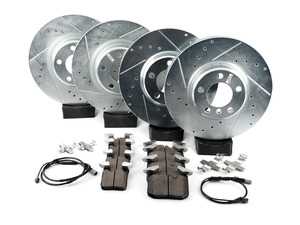 ES#3477782 - K6655-26 - Z26 Street Warrior Brake Kit - Front and Rear - Includes performance drilled and slotted rotors and Power Stop's Extreme Carbon-Fiber Ceramic pads. - Power Stop - BMW