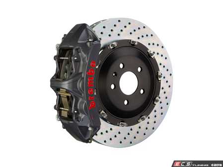 ES#4030516 - A90BBKGTS - Front Brembo GT-S Big Brake Kit (380x34mm) - Featuring 6 piston GT-S black anodized calipers, 380X34mm rotors, Brembo high-performance pads, and all necessary hardware in a pre-assembled kit. - Brembo - BMW