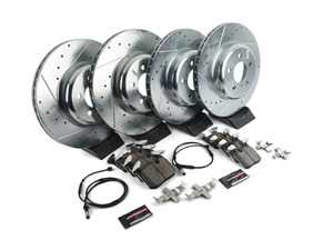 ES#3990306 - K7436-26 - Z26 Street Warrior Brake Kit - Front and Rear - Includes performance drilled and slotted rotors and Power Stop's Extreme Carbon-Fiber Ceramic pads. - Power Stop - BMW