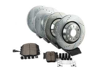 ES#3990284 - K7253 - Power Stop Z23 Evolution Sport Front & Rear Brake Kit (340mm/310mm) - A complete 4-wheel performance brake upgrade featuring drilled & slotted rotors and low-dust carbon-fiber ceramic pads. - Power Stop - Audi Volkswagen