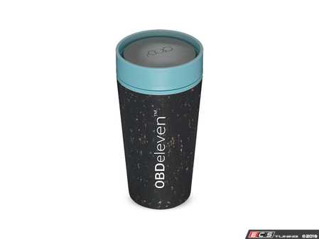ES#4030790 - COFFEE-CUP - Reusable Coffee Cup Made From Recycled Cups - (NO LONGER AVAILABLE) - Black and teal blue color with OBDeleven logo - OBDeleven - 