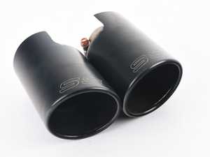ES#3033980 - 816054 - Exhaust Tip Dual Black 100mm Rounds Slant Cut- Pair - To be installed with 831204 kit - Supersprint - MINI