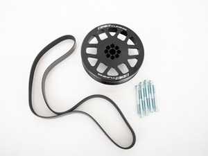 ES#4056963 - 025510ecs01KT1 - Audi 3.0T Performance Overdrive Crank Pulley With Belt - 187.3mm - For Use As Crank Pulley Only Upgrade - Spin the supercharger faster without affecting the accessory drive system - ECS - Audi Volkswagen Porsche