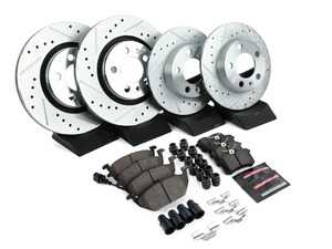 ES#3990451 - K840-26 - Power Stop Z26 Street Warrior Front & Rear Brake Kit (280mm/232mm) - A complete 4-wheel high-performance brake upgrade featuring drilled & slotted rotors and extreme-temperature carbon-fiber ceramic pads. - Power Stop - Volkswagen