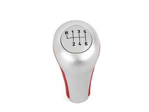 ES#47156 - 25117504352 - E52 Shift Knob - Leather Aluminum Ring - Rot/Alu - Genuine BMW - BMW